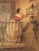 Karl Briullov An Italian Woman Lighting a lamp bfore the Image of the Madonna oil painting picture wholesale